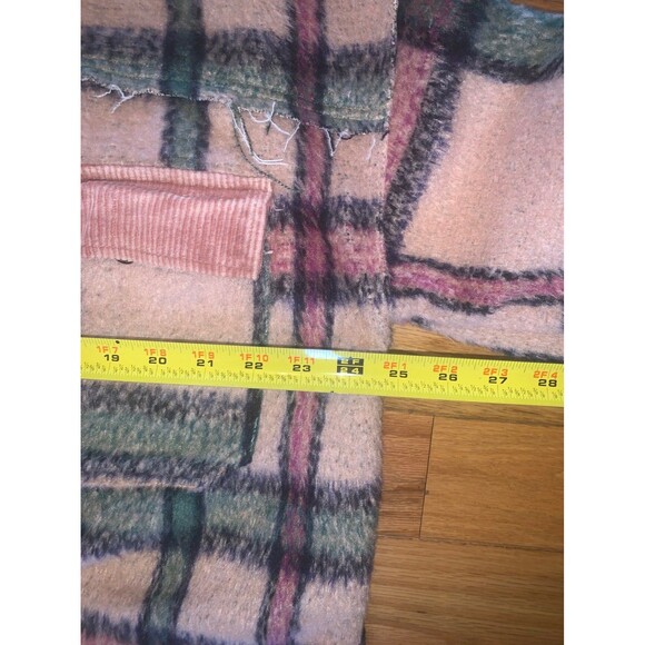 POL Brand Pink Fuzzy Plaid Corduroy Patchwork Shacket  -  Jacket-Size M - Picture 9 of 9